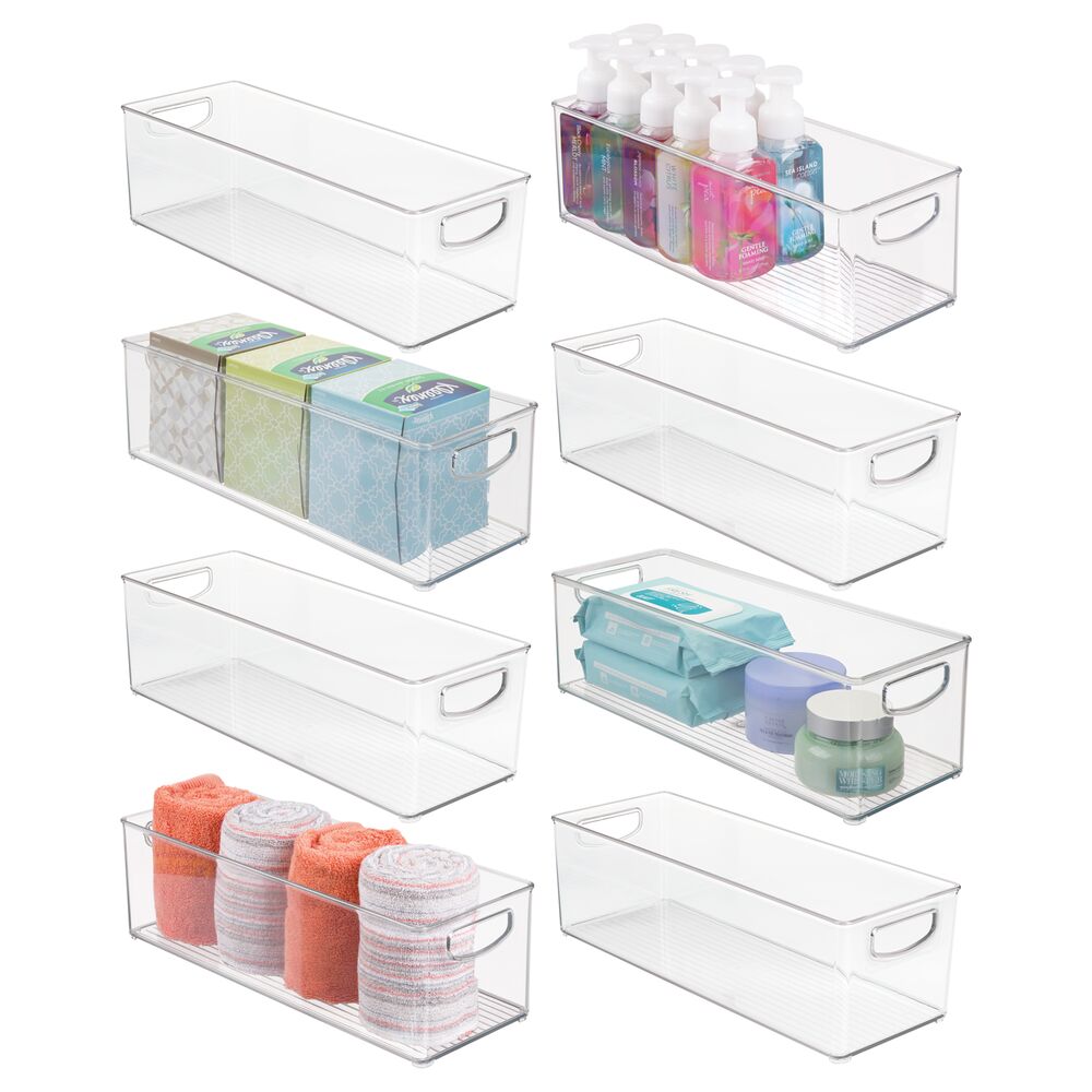 mDesign Plastic Bathroom Storage Bin Tote with Handles, 8 Pack Michaels