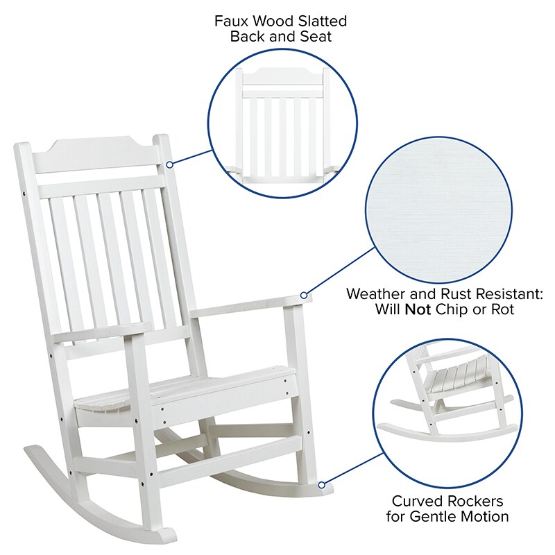 Flash Furniture White Wood Rocking Chair