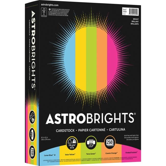 Astrobrights 8.5 x 11 in. 250 Sheets Colored Cardstock - Assorted Color, 65 lbs