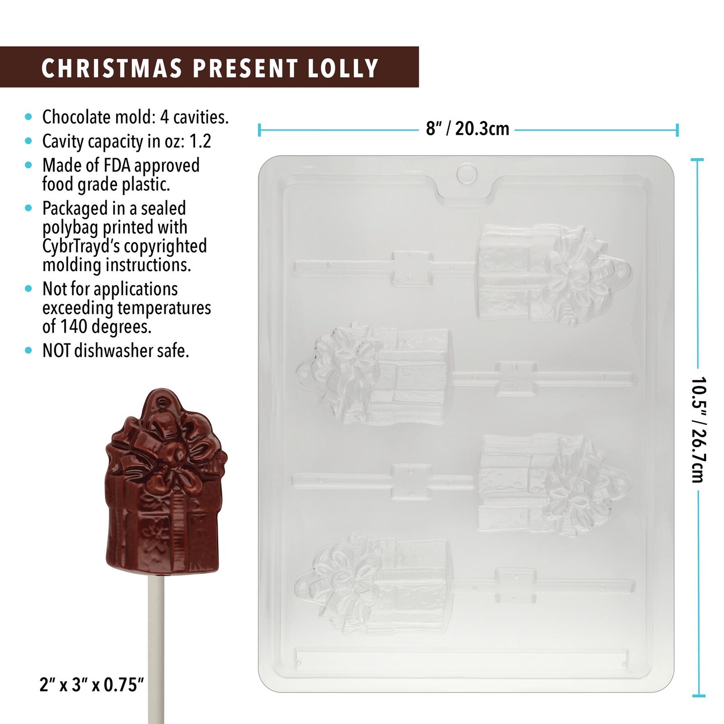 Chocolate Mold Christmas Present Lolly