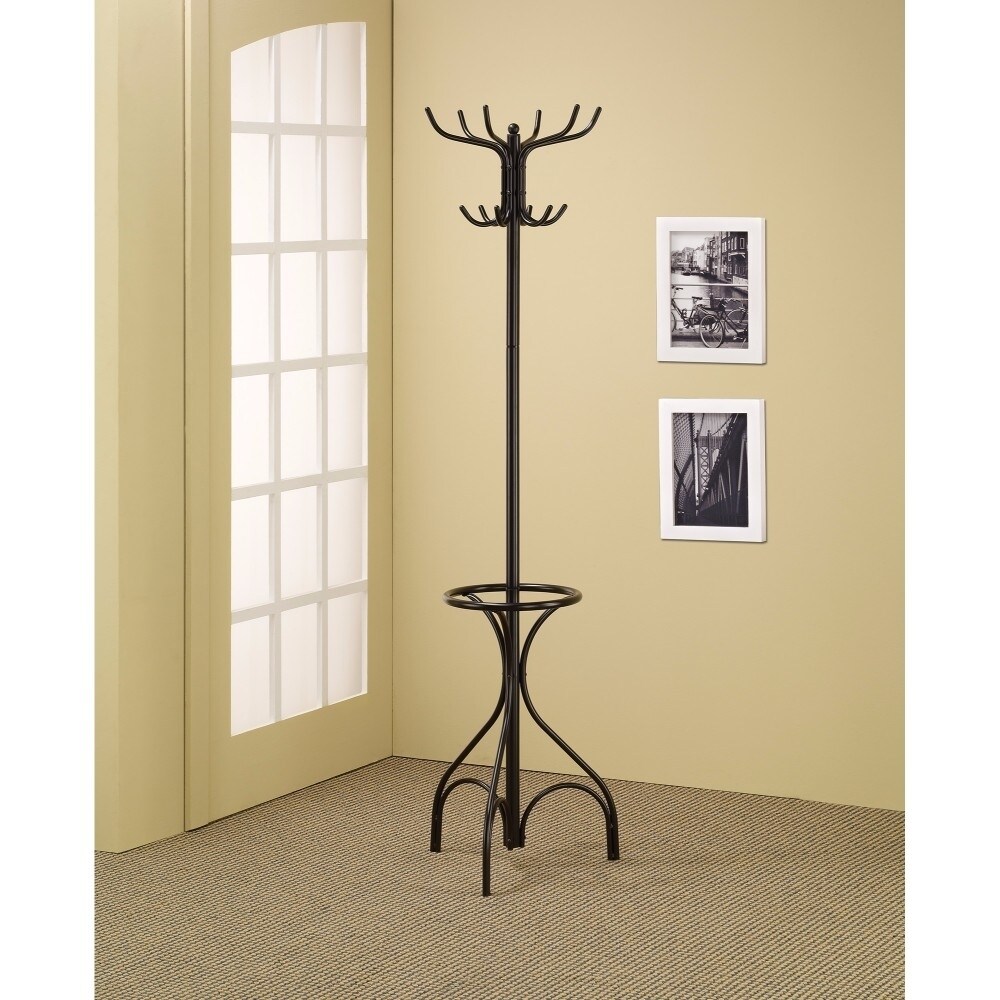 Saltoro Sherpi Metal Coat Rack With Umbrella Stand, Black-