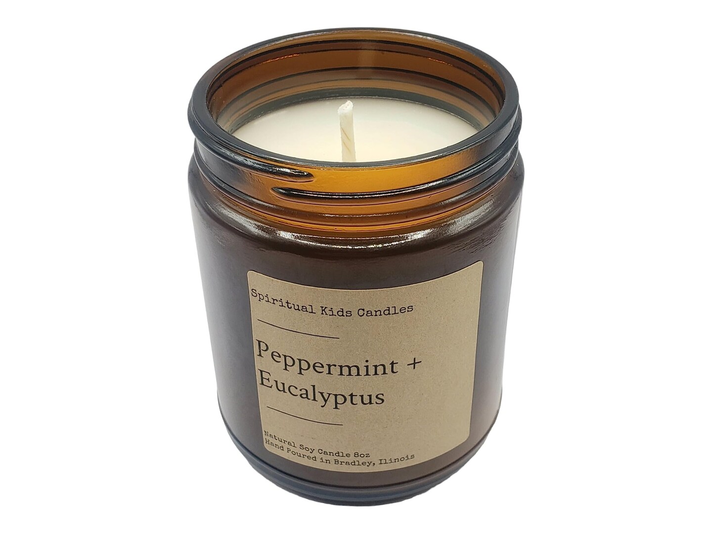 Peppermint &#x26; Eucalyptus Soy Candle 8oz 35-40 Hours Hand Poured with All Natural Soy wax and Fragrant/Essential Oils!