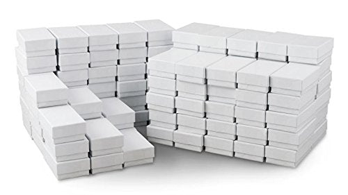 White Jewelry Gift Boxes Cotton Filled #21 (Case of 100)