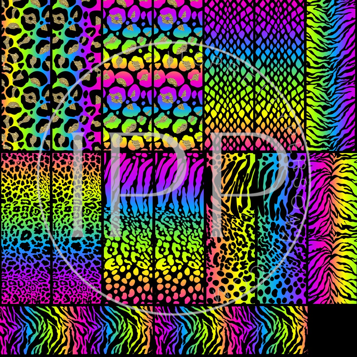 #333 CLEAR Neon Safari Pen Wrap Combo 1.5in x 4.75in 12x12 Vinyl Sheet