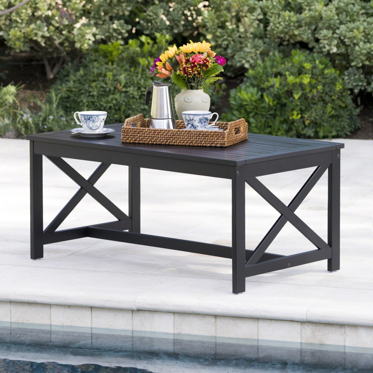GDF Studio Ismus Outdoor Finished Acacia Wood Coffee Table
