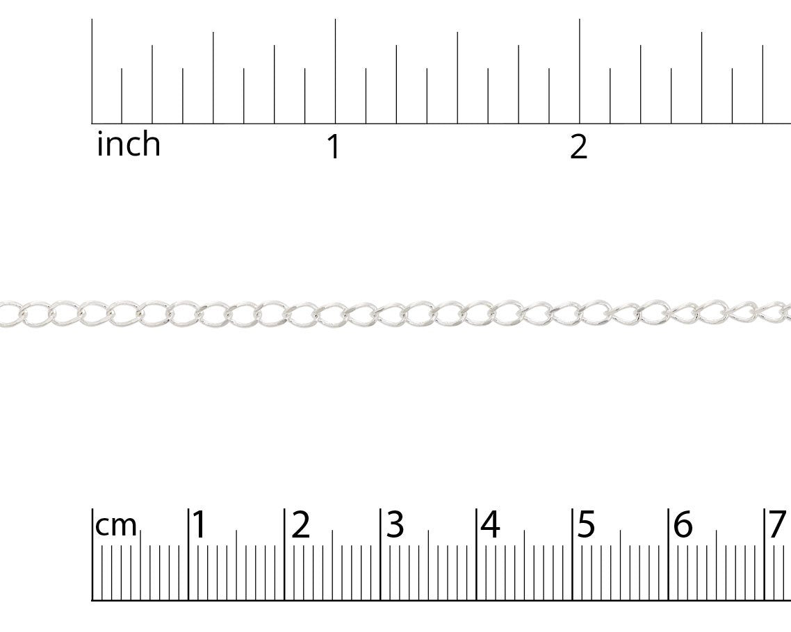 JewelrySupply Long Cable Link Chain 2mm Silver Plated (1 Foot)