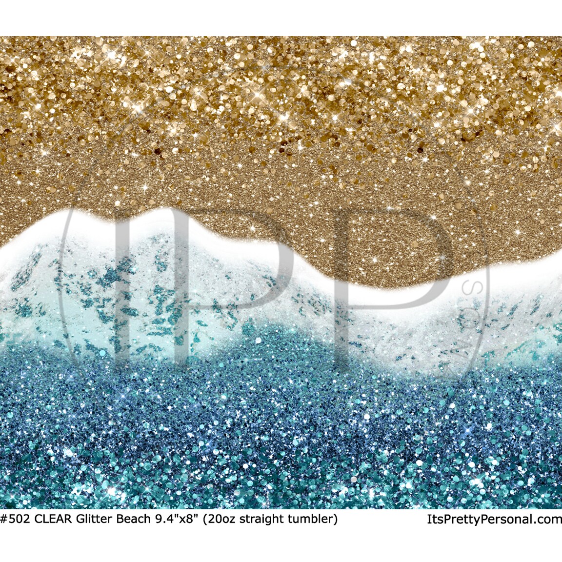 #502 CLEAR- 20oz - Glitter Beach 9.4" x 8" Pattern Vinyl Wrap