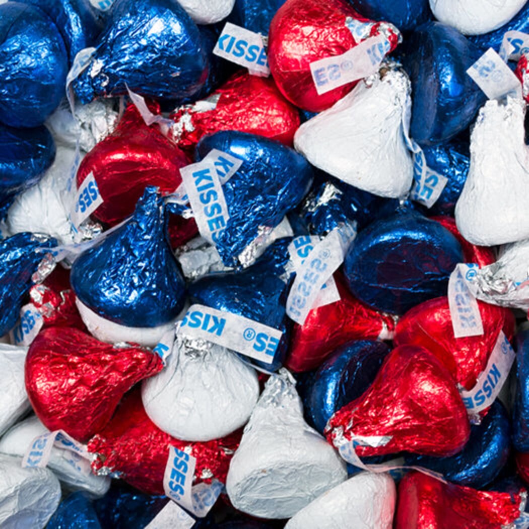 Patriotic Candy Hershey's Kisses Chocolate with Red, Blue, & Silver Foil for 4th of July