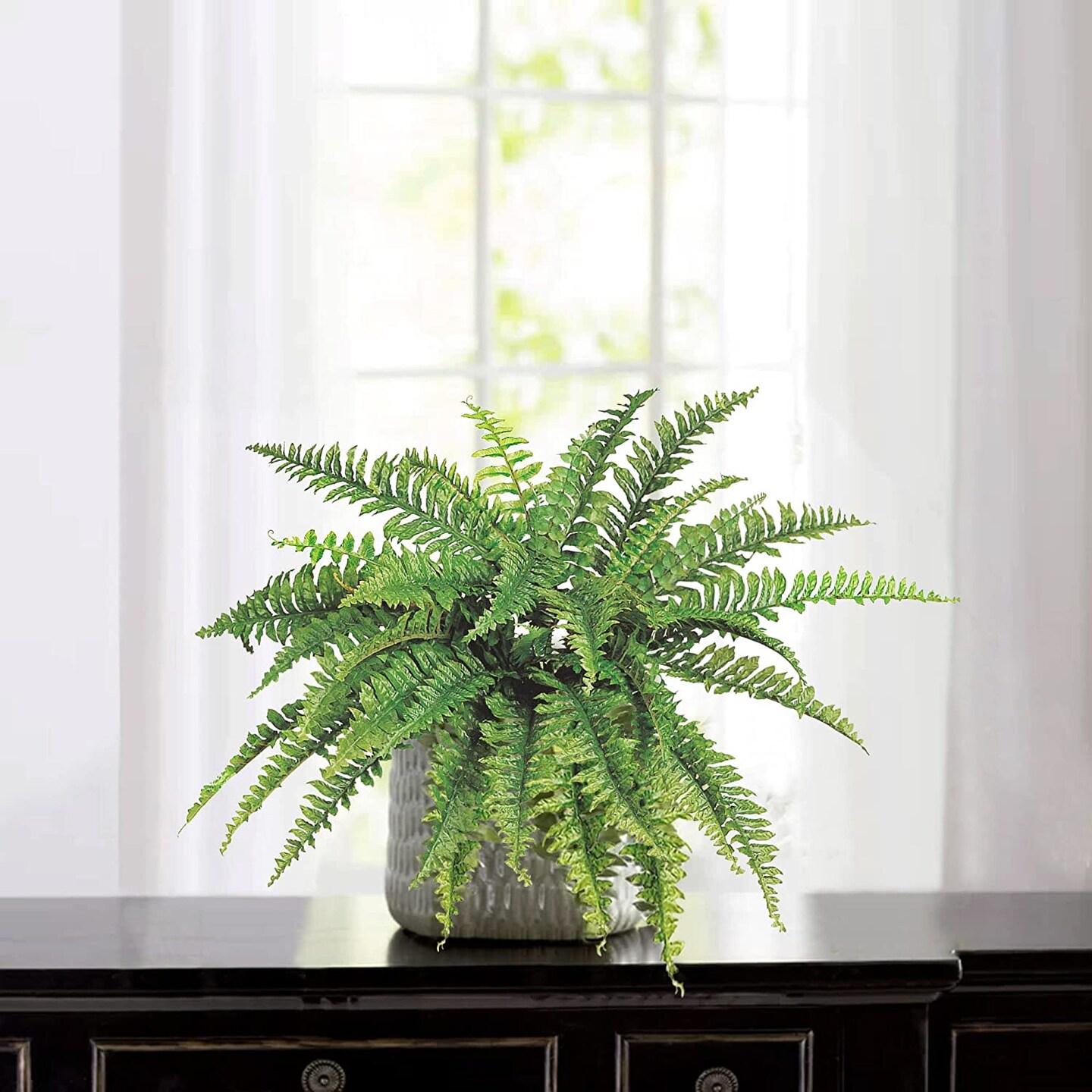 Forever Fern 34" Boston Fern Plant with 42 Silk Fronds Lifelike and