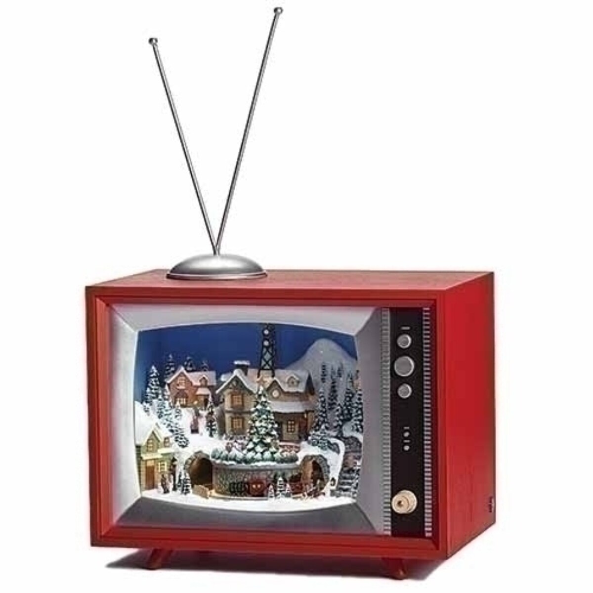 Roman 15.25&#x22; LED Lighted Musical Depot with Train TV Christmas Tabletop Decoration