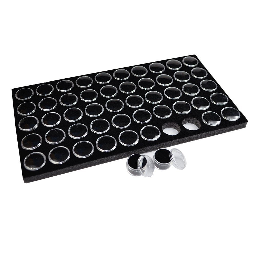 Gemstone Black Foam Tray Liner with 50 Cups and Coin Display Insert