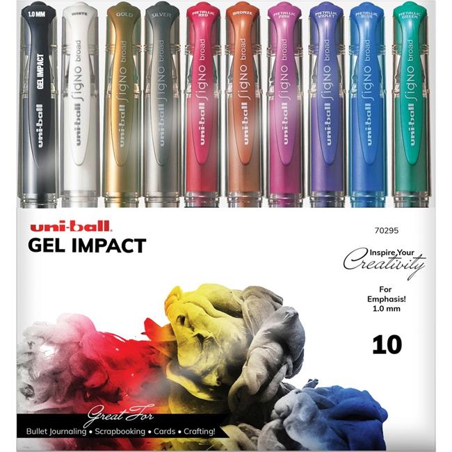 Uniball  1 mm Gel Impact Metallic Ink Pen, Assorted Color - Pack of 10