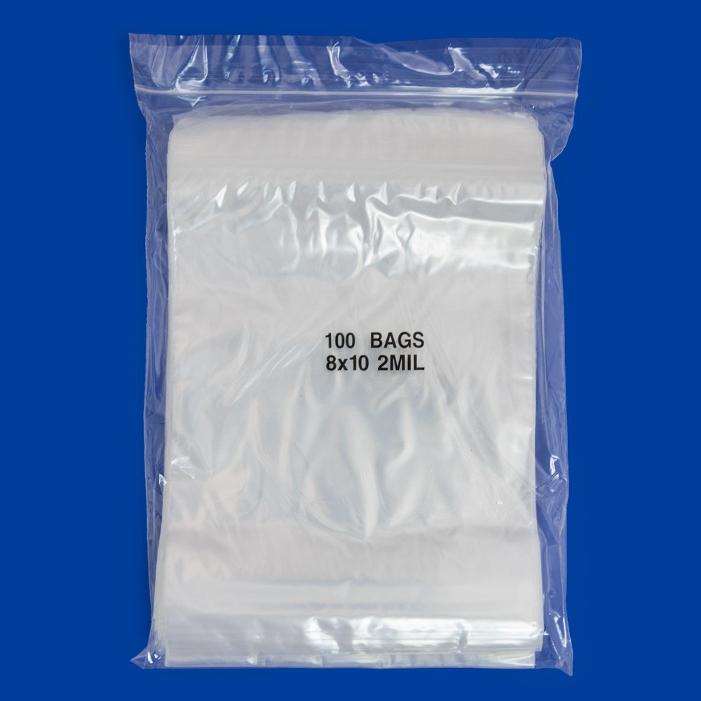 Clear Plastic Reclosable Zipper Bags 8x10 (Package of 100)