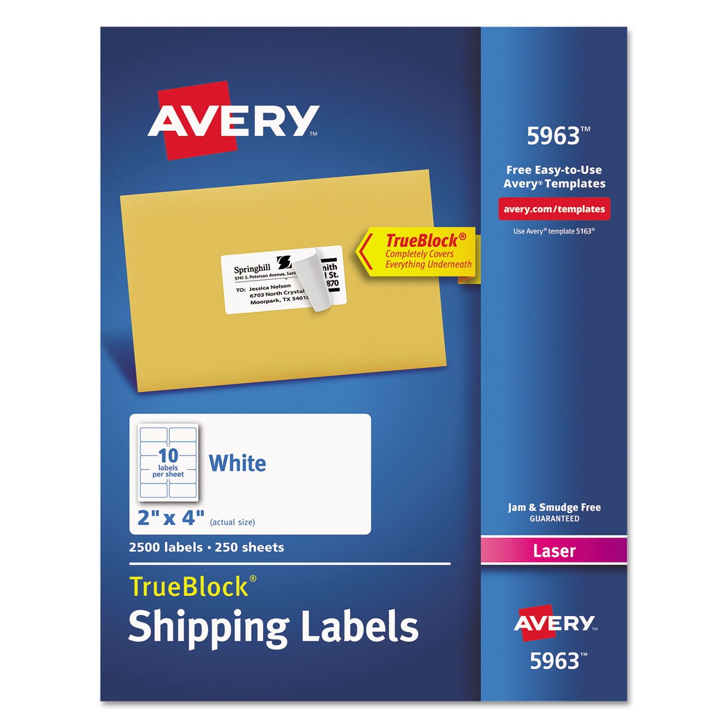 Avery Shipping Labels w/ TrueBlock Technology Laser Printers 2 x 4 ...