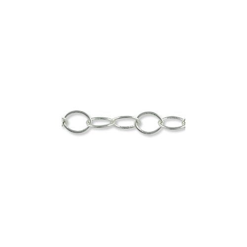JewelrySupply Round Link Cable Chain 5mm Silver Plated (Foot)