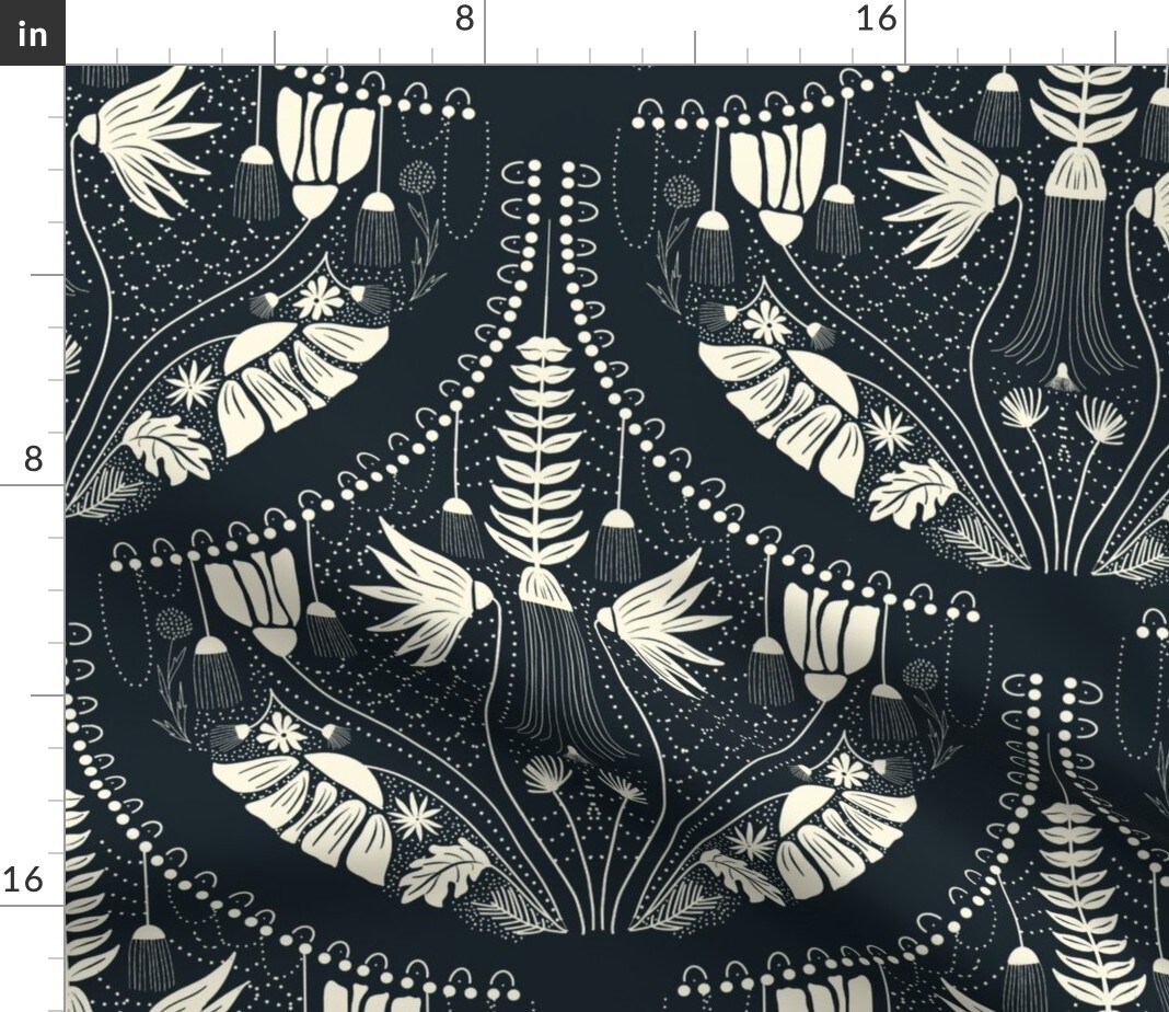 Dark Damask Large Scale Victorian Traditional Moody Gothic Custom Printed Fabric by Spoonflower Various Fabrics by the Yard or Fat Quarter