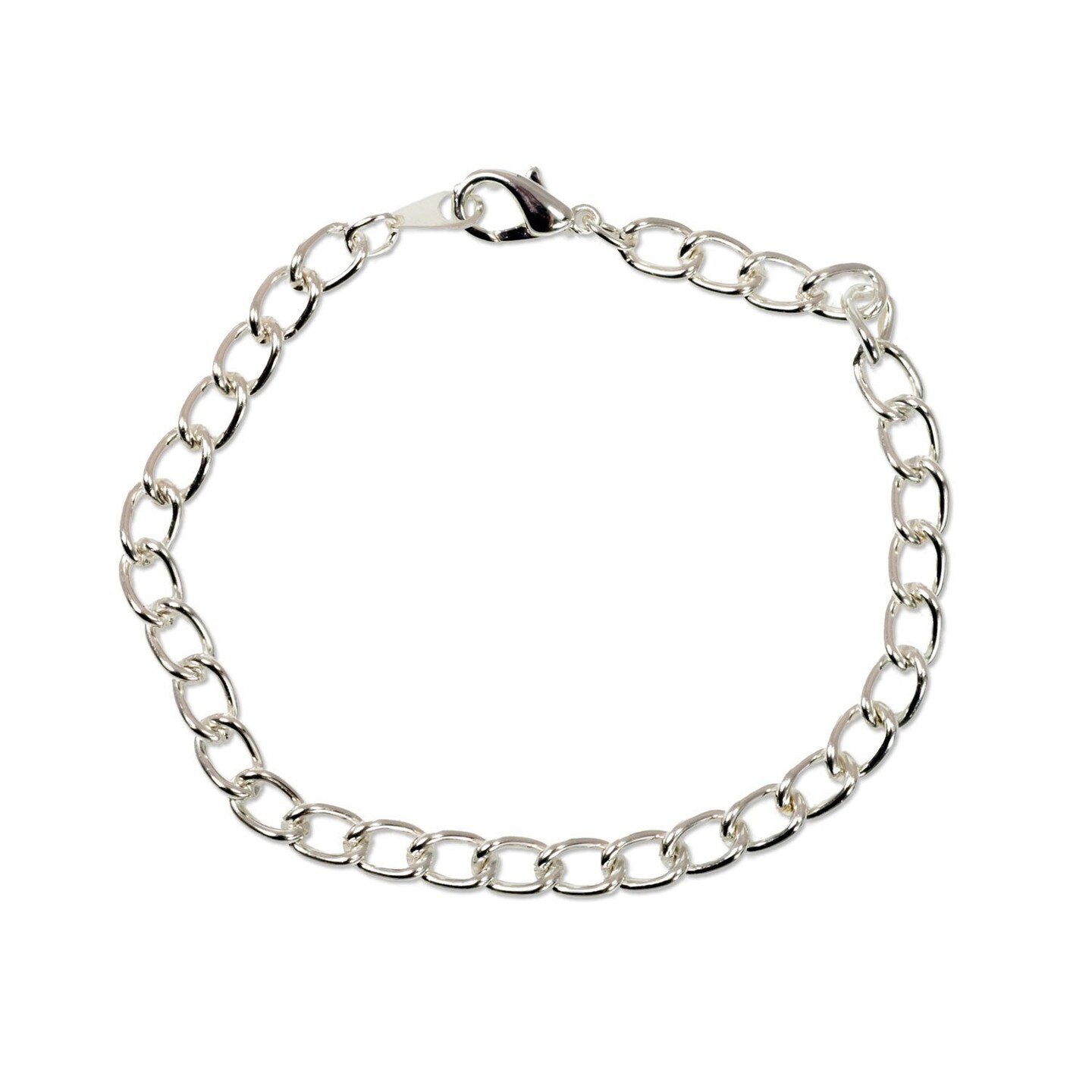 Charm Bracelet 5mm Curb Link 7.25&#x22; Silver Plated (1-Piece)