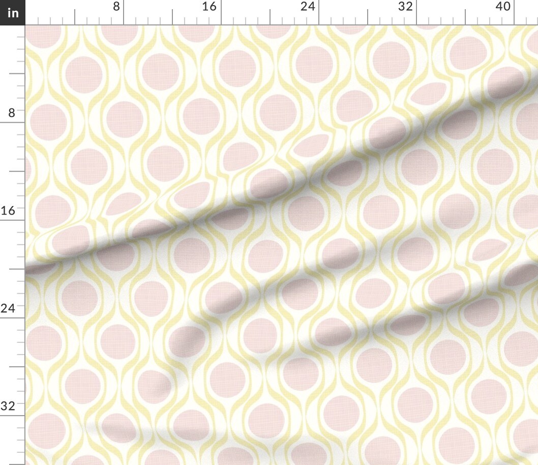 Mod Floral Retro Pink Yellow Cheerful Playful Delicate Romantic Custom Printed Fabric by Spoonflower Various Fabrics by the Yard or Fat Quarter
