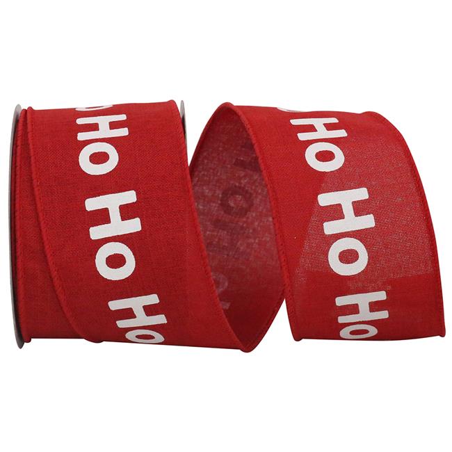 2.5” X 10 Yard Linen HoHoHo Christmas Ribbon