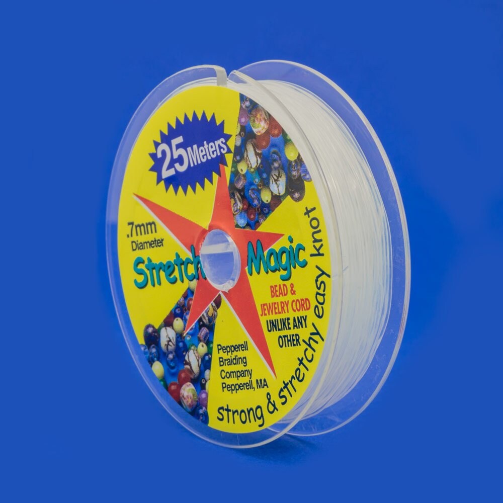 Clear Stretch Magic Bead Cord - Knottable Stretchy Beading Cord (25 Meter Spool)