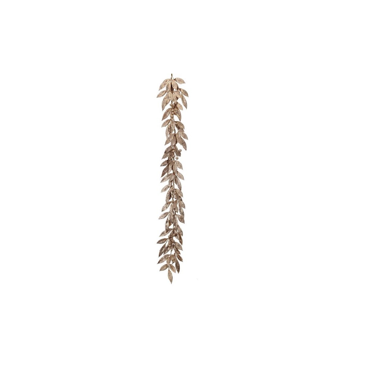 Contemporary Home Living 4&#x27; x 7&#x22; Gold Glittered Bay Leaf with Berries Artificial Christmas Garland, Unlit