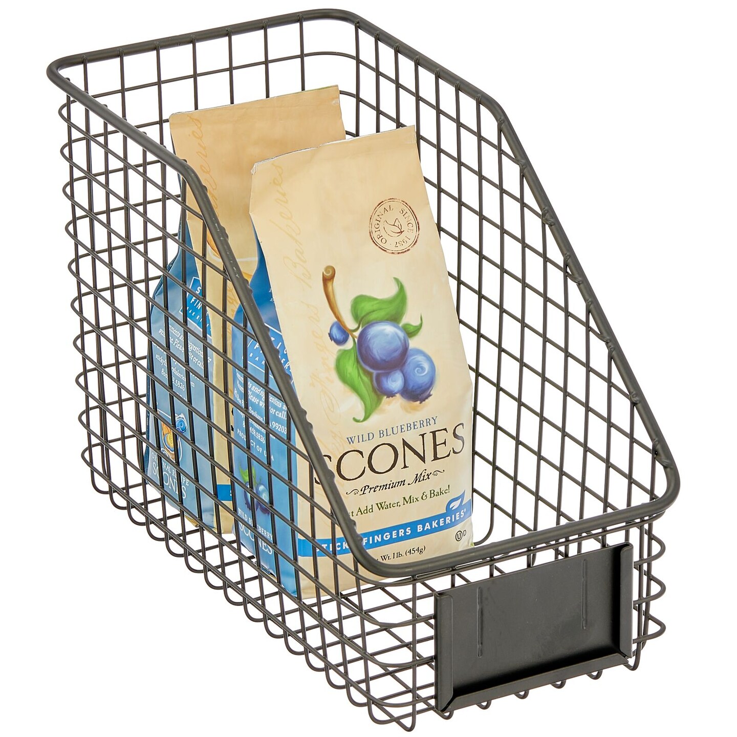 mDesign Slanted Open Front Kitchen Pantry Food Storage Organizer Basket