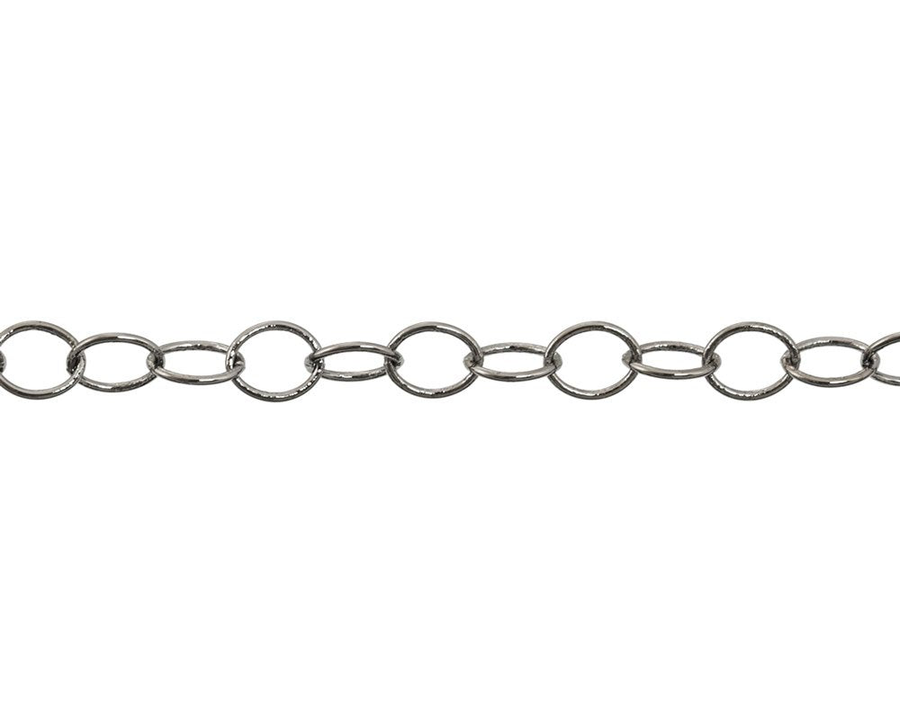 JewelrySupply Cable Link Chain 5mm Gun Metal Plated (Foot)