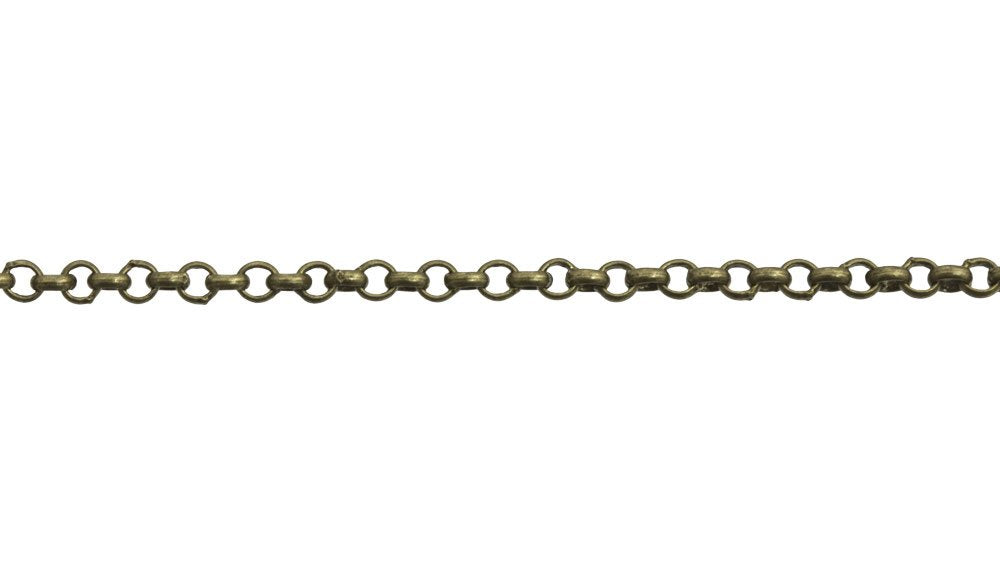 JewelrySupply 2mm Antique Brass Plated Rolo Chain (Priced per Foot)