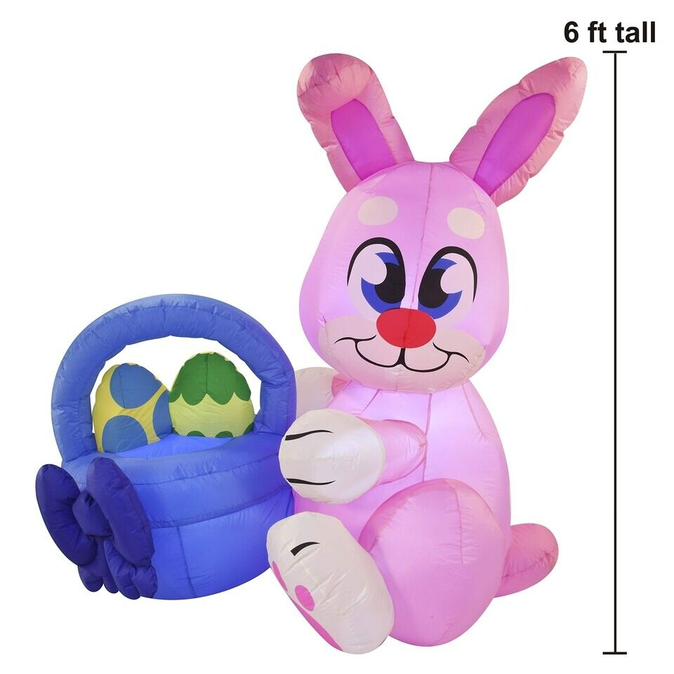6 ft Easter Inflatable Bunny with Basket Yard Decoration