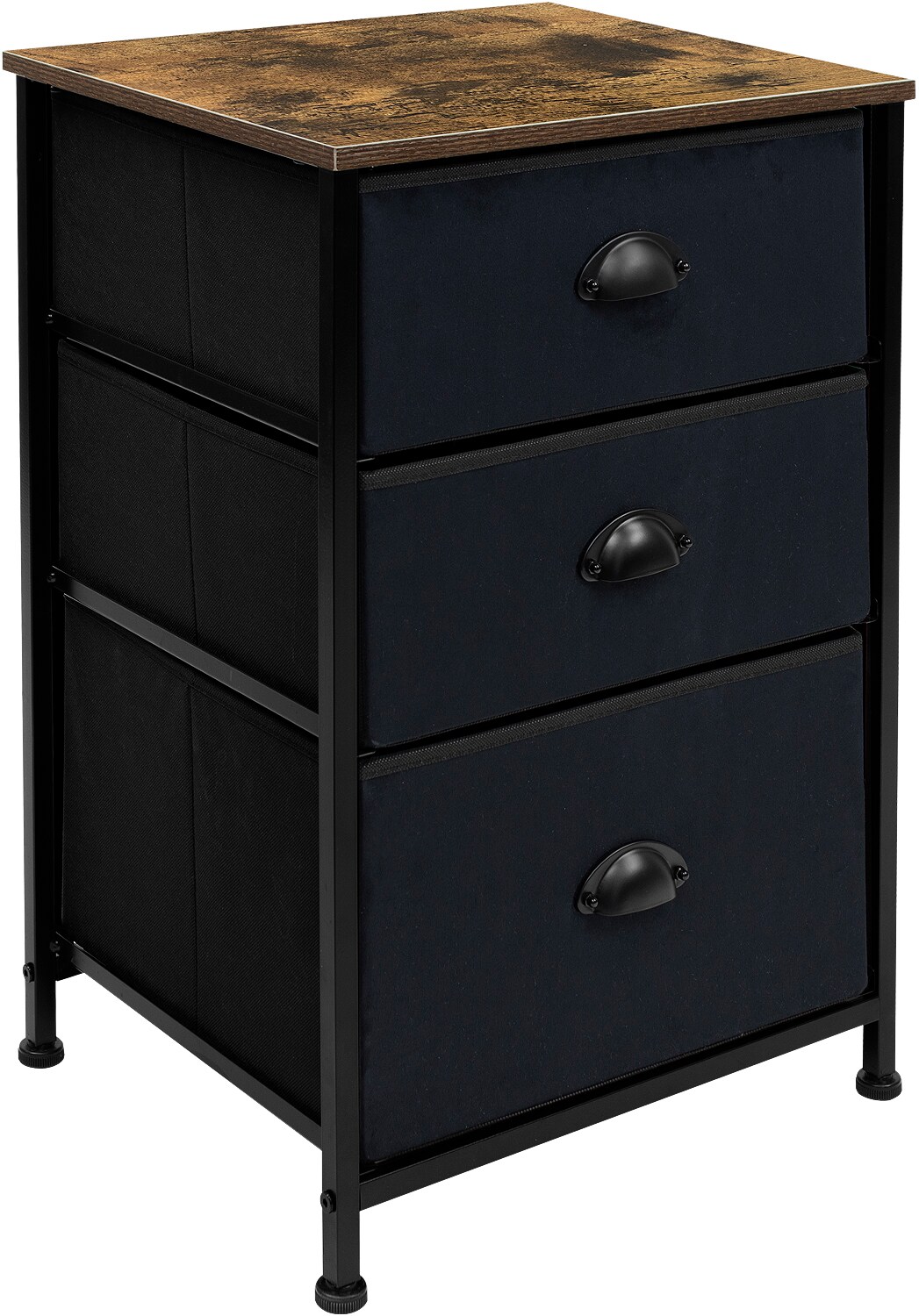 Sorbus Nightstand with 3 Drawers - Furniture Storage for Bedroom, Closet, Office Organization - Steel Frame, Wood Top, Pastel Fabric Bin