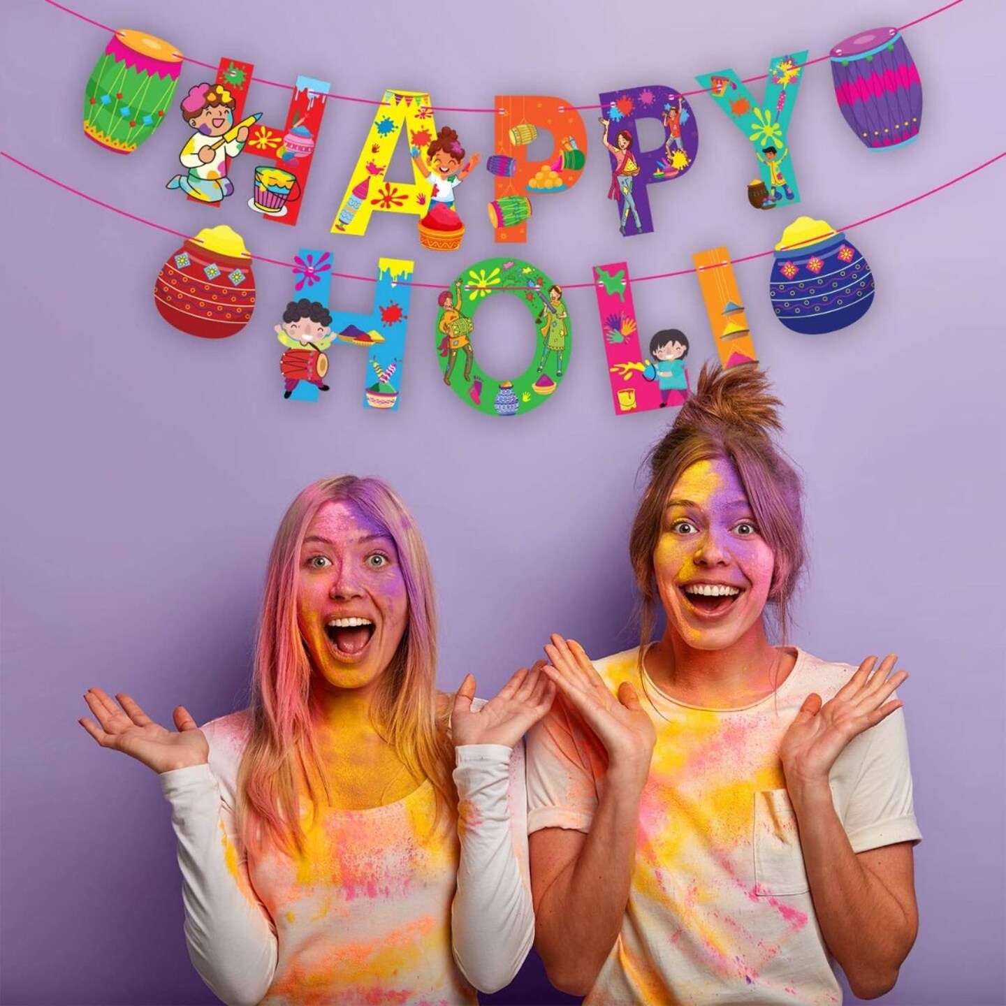 Happy Holi Banners Indian Festival Colorful Bunting Diy Festival of Colors Holi Decorations Home Indoor Outdoor Decoration Bollywood Party Supplies Home Decor Holi Ideas