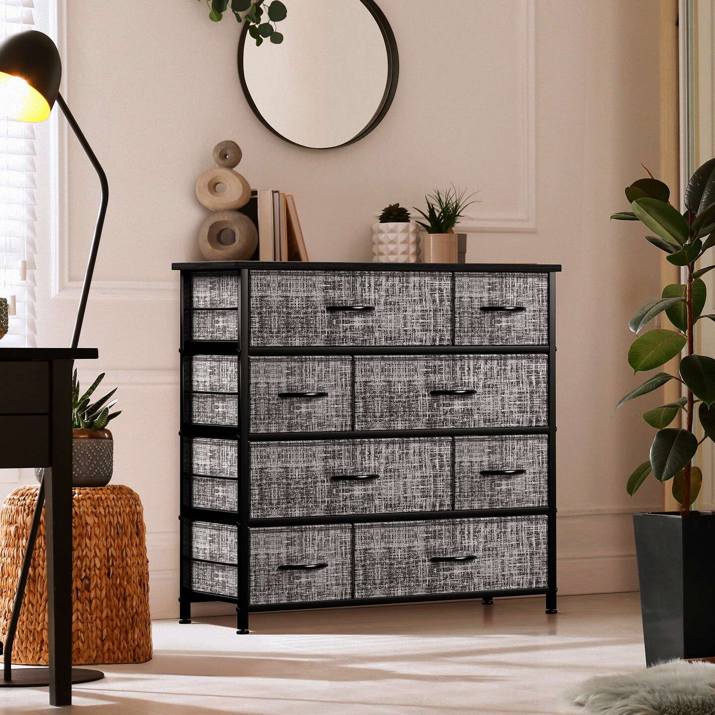 Sorbus Dresser with 8 Drawers - Storage Chest Organizer with Steel Frame, Wood Top, Handles, Fabric Bins