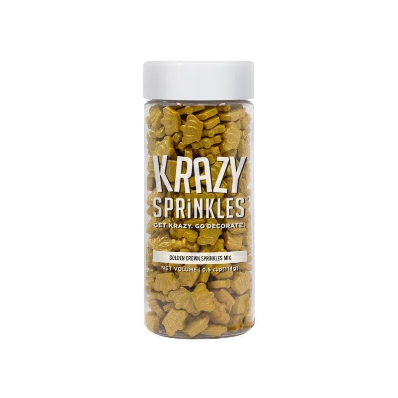 Krazy Sprinkles - Golden Crowns (1/2 Cup, 1x Jar) for Cakes, Ice Cream &#x26; Cookies