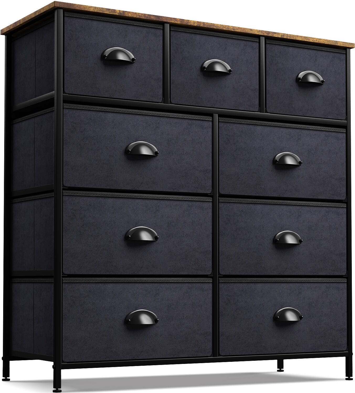 Sorbus Dresser with 9 Drawers - Furniture Storage Chest Tower Unit for Bedroom, Closet, etc - Steel Frame, Wood Top, Fabric Bins