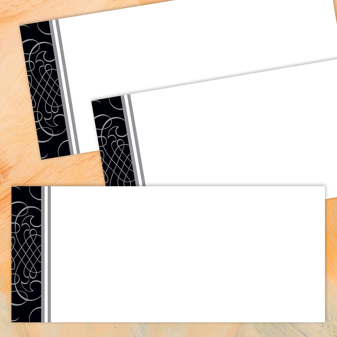 Great Papers! Coordinating Envelope, #10, 9.5&#x22; x 4.125&#x22;, Envelope, Black and Silver Scrolls, Gummed Adhesive, Printer Friendly, 40 count
