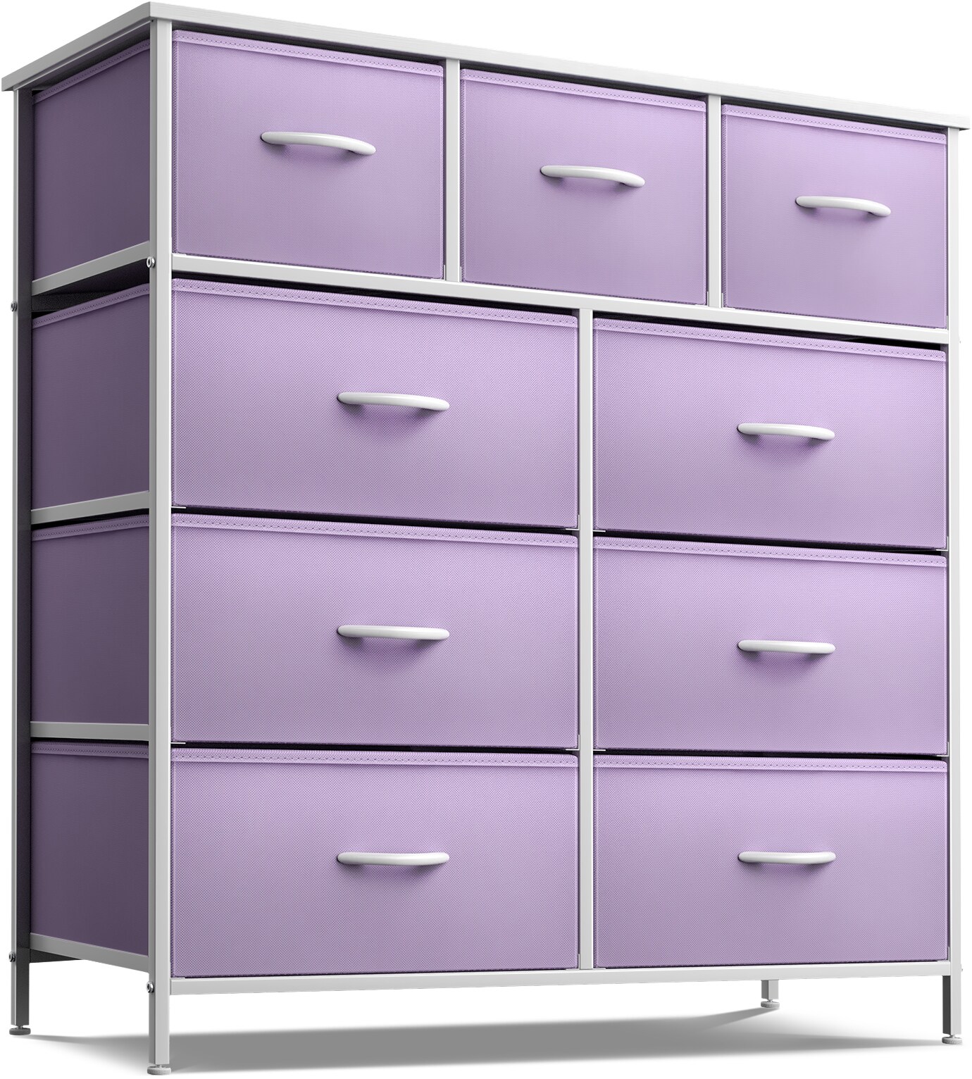 Sorbus Dresser with 9 Drawers - Furniture Storage Chest Tower Unit for Bedroom, Closet, etc - Steel Frame, Wood Top, Fabric Bins