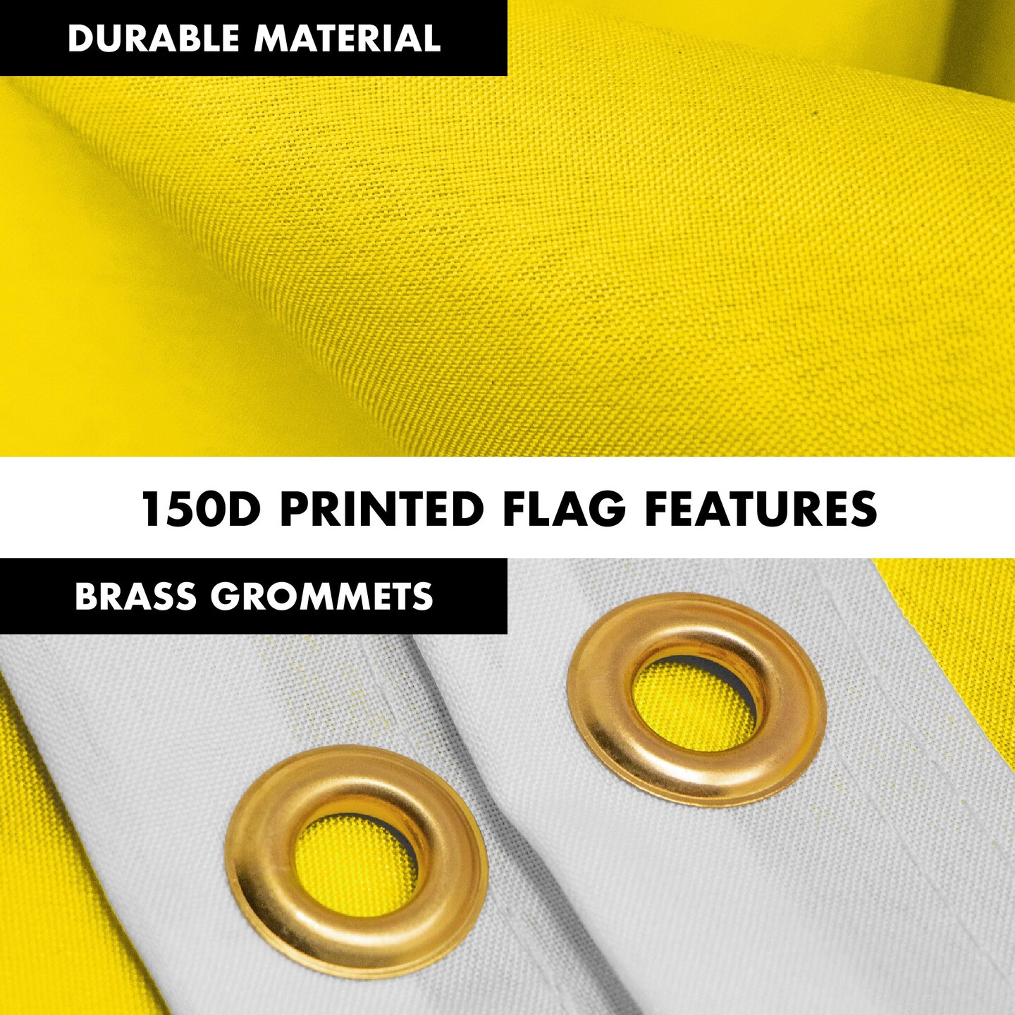G128 Combo Pack: 6 Feet Tangle Free Spinning Flagpole (Black) Solid Yellow Flag 3x5 ft Printed 150D Brass Grommets (Flag Included) Aluminum Flag Pole