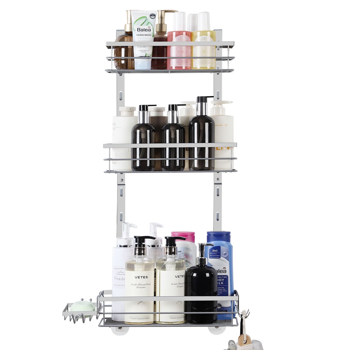 3 Tier Over the Door Shower Caddy Adjustable Hanging Organizer Shelf Rustproof