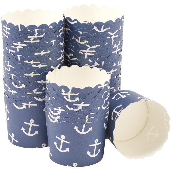 Nautical Print Scalloped Baking Cups 50ct