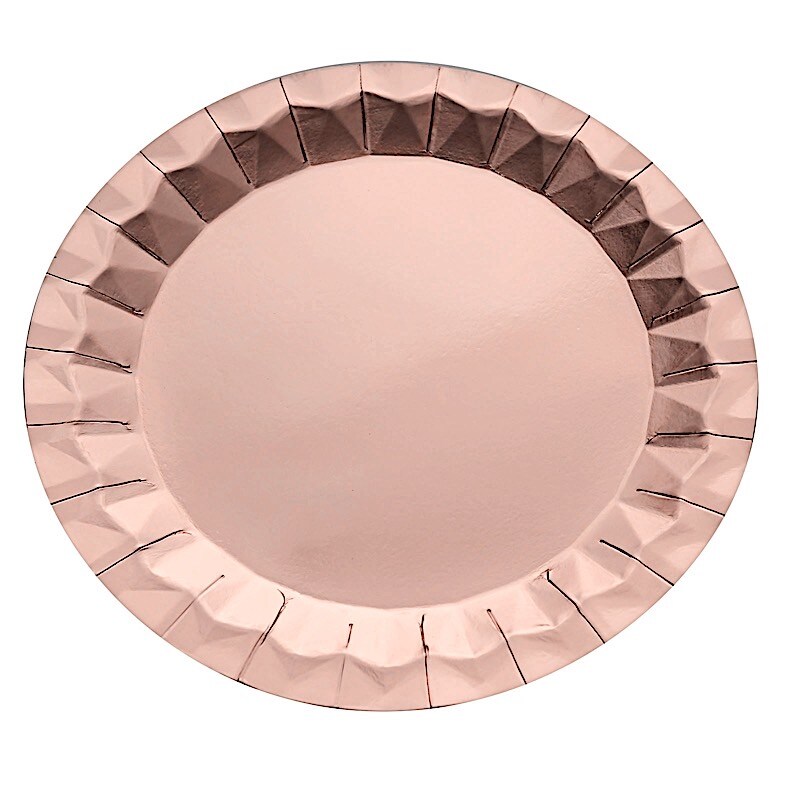 25 Geometric Round 12" Metallic Disposable Dinner Paper Plates