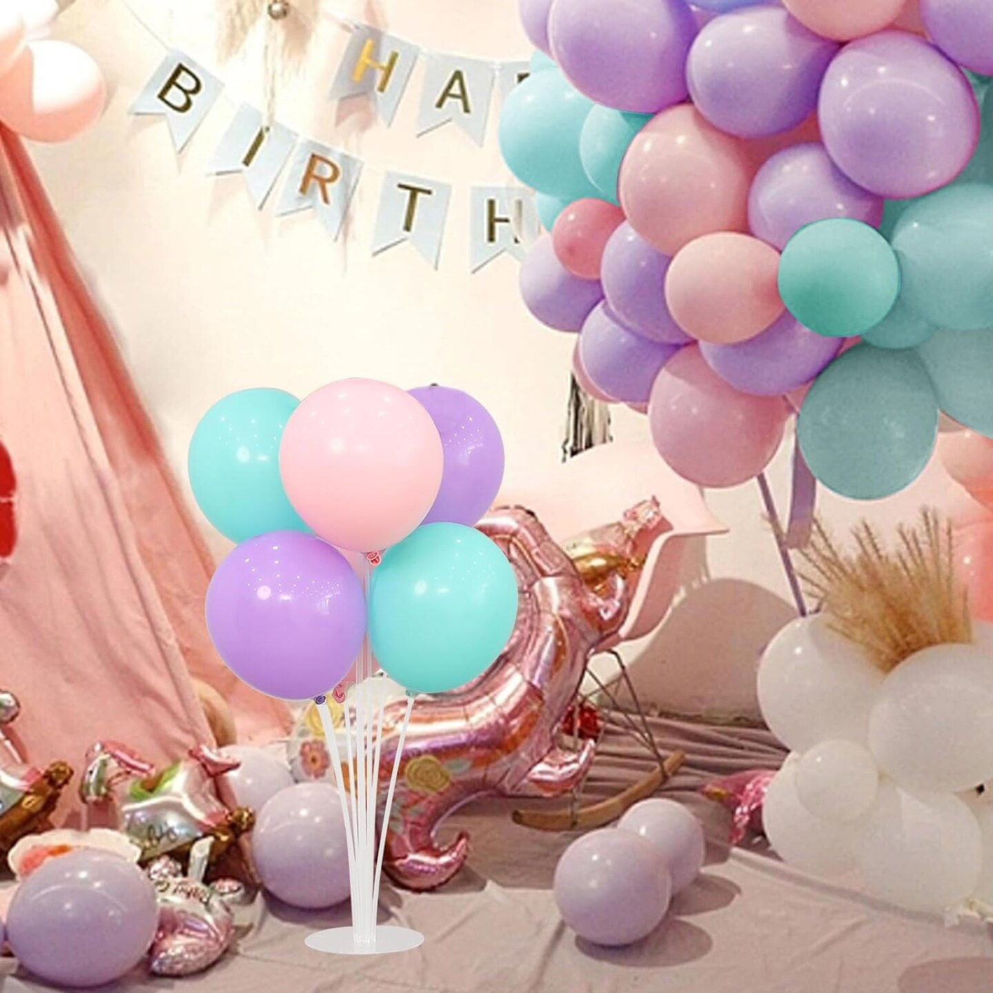 Balloon Centerpieces Stands For Tables Birthday Party Decorations Supplies For Girls With Pastel Balloons