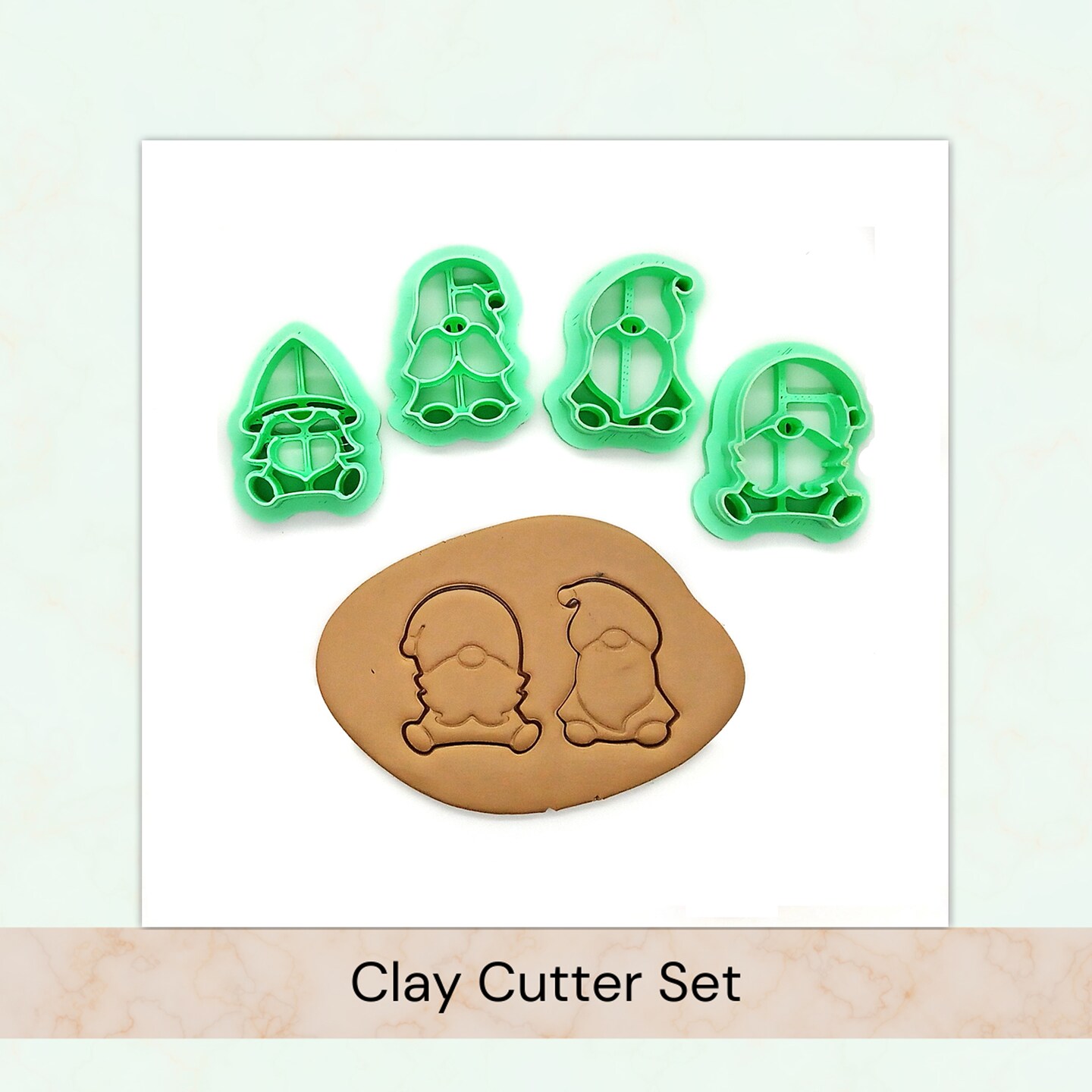 Mini Gnome Clay Cutters, 4 pcs, Set of Christmas Miniature Gnome Shapes, Adorabilities