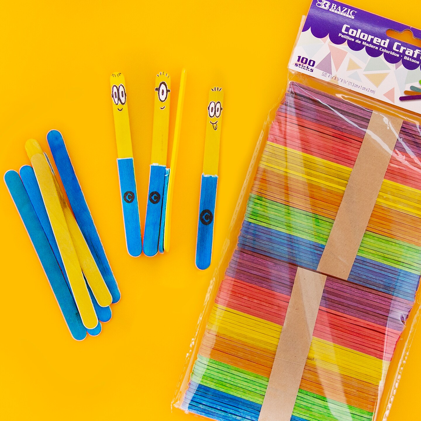 BAZIC Colored Craft Stick (100/Pack)