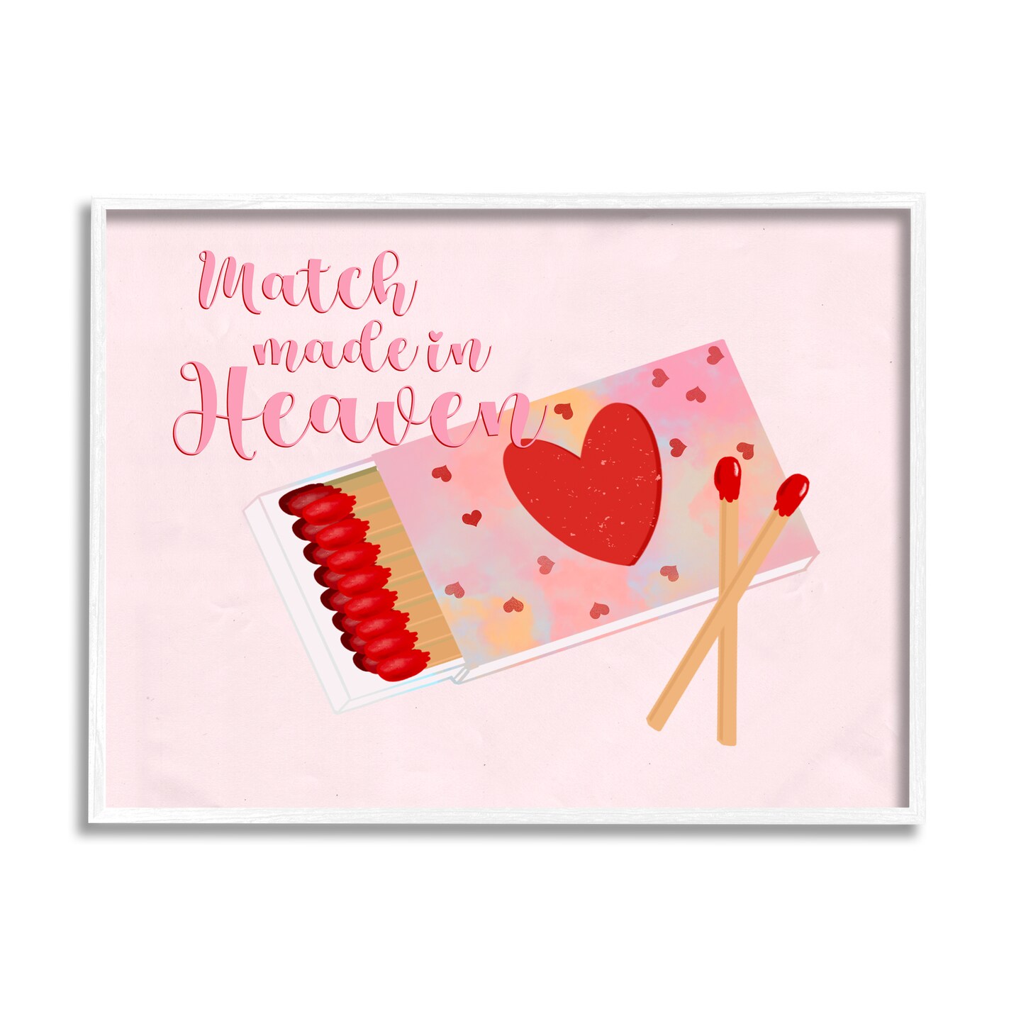 Stupell Industries Match Made In Heaven Romantic Matchbook Black Framed Giclee Art