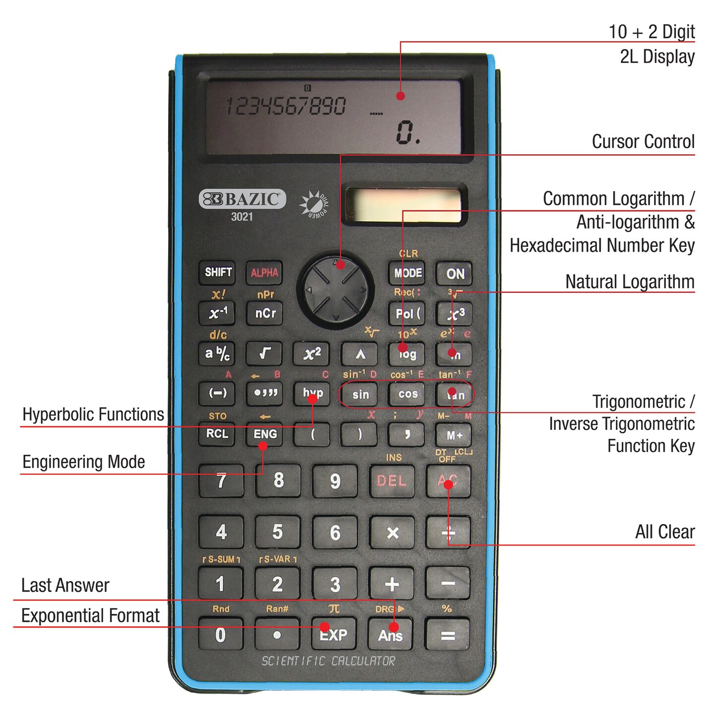 BAZIC Scientific Calculator 240 Function Fancy color w/ Slide-On Case