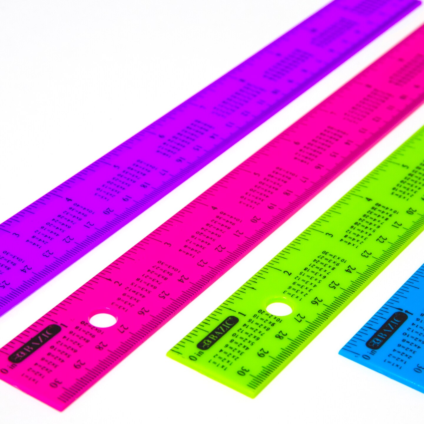 BAZIC Ruler w/ Multiplication Prints 12&#x22; (30cm)(4/Pack)