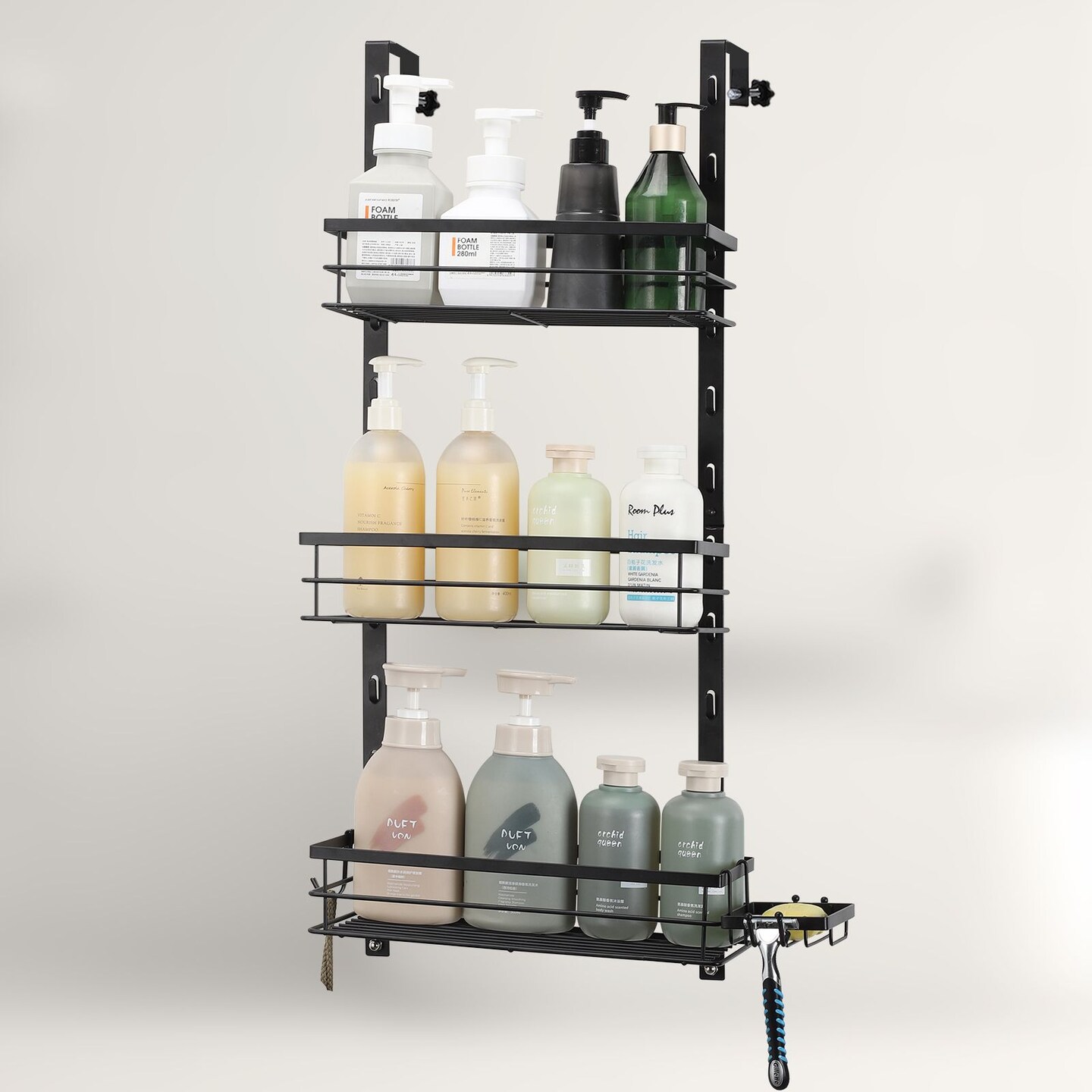 3 Tier Over the Door Shower Caddy Adjustable Hanging Organizer Shelf Rustproof