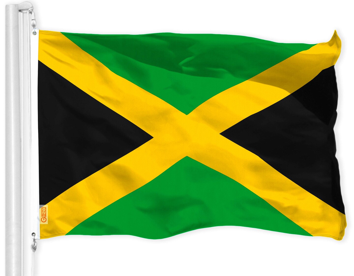 G128 Combo Pack: USA American Flag 3x5 Ft 150D Printed Stars &#x26; Jamaica (Jamaican) Flag 3x5 Ft 150D Printed