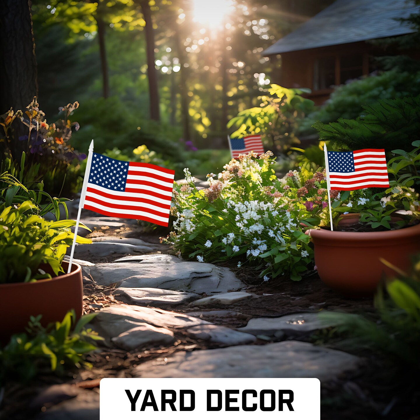 G128 12 Pack Handheld American USA Stick Flags | 4x6 In | Printed 150D Polyester, Counrty Flag, Solid Plastic Stick, Spear White Tip, Great for Patriotic Decorations