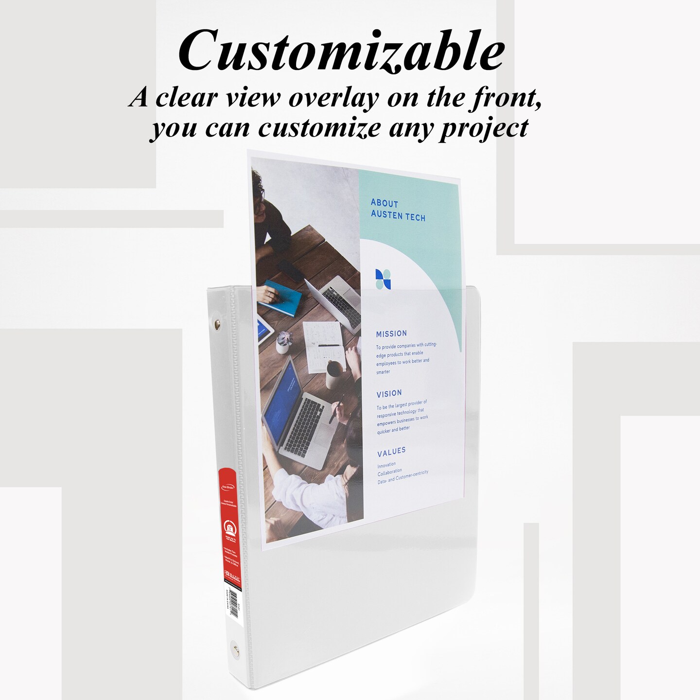 BAZIC 1/2" 3-Ring View Binder w/ 2-Pockets (11 Color Available)